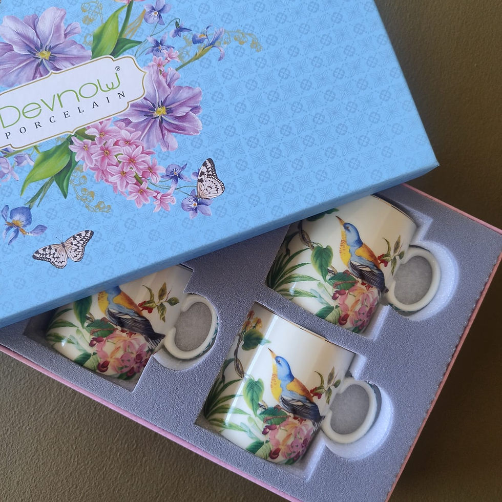 Thumbnail: Devnow Floral Handcrafted Tea Cups with Gold Banding – Set of 6