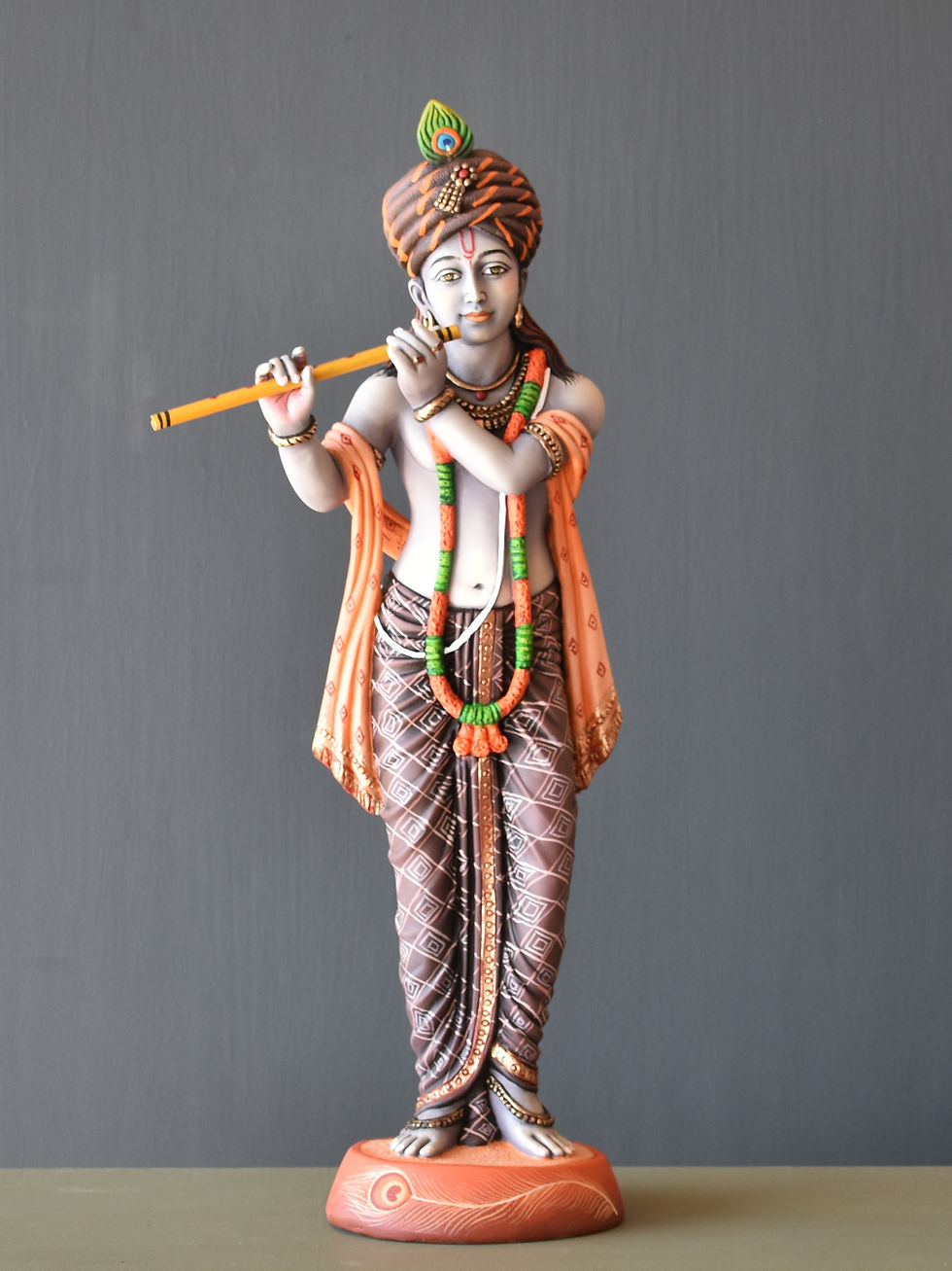 Thumbnail: Handcrafted Standing Krishna Murti Playing Flute (2.5 Feet)