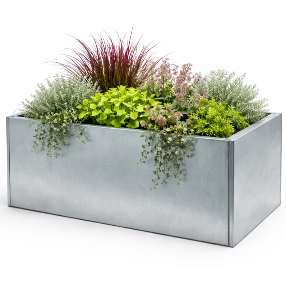 Galvanised Metal Planter 1000 x 700 x 500 mm (photo)