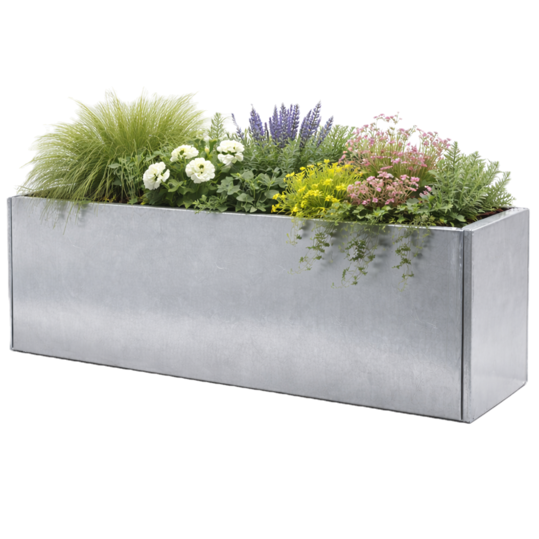 Galvanised Metal Planter 1200 x 500 x 500 mm (photo)