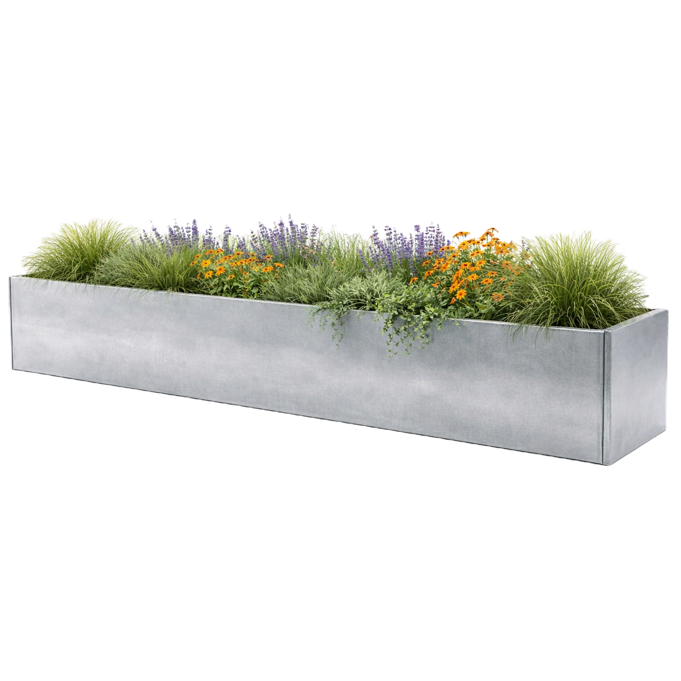 Galvanised Metal Planter 2200 x 250 x 250 mm (photo)