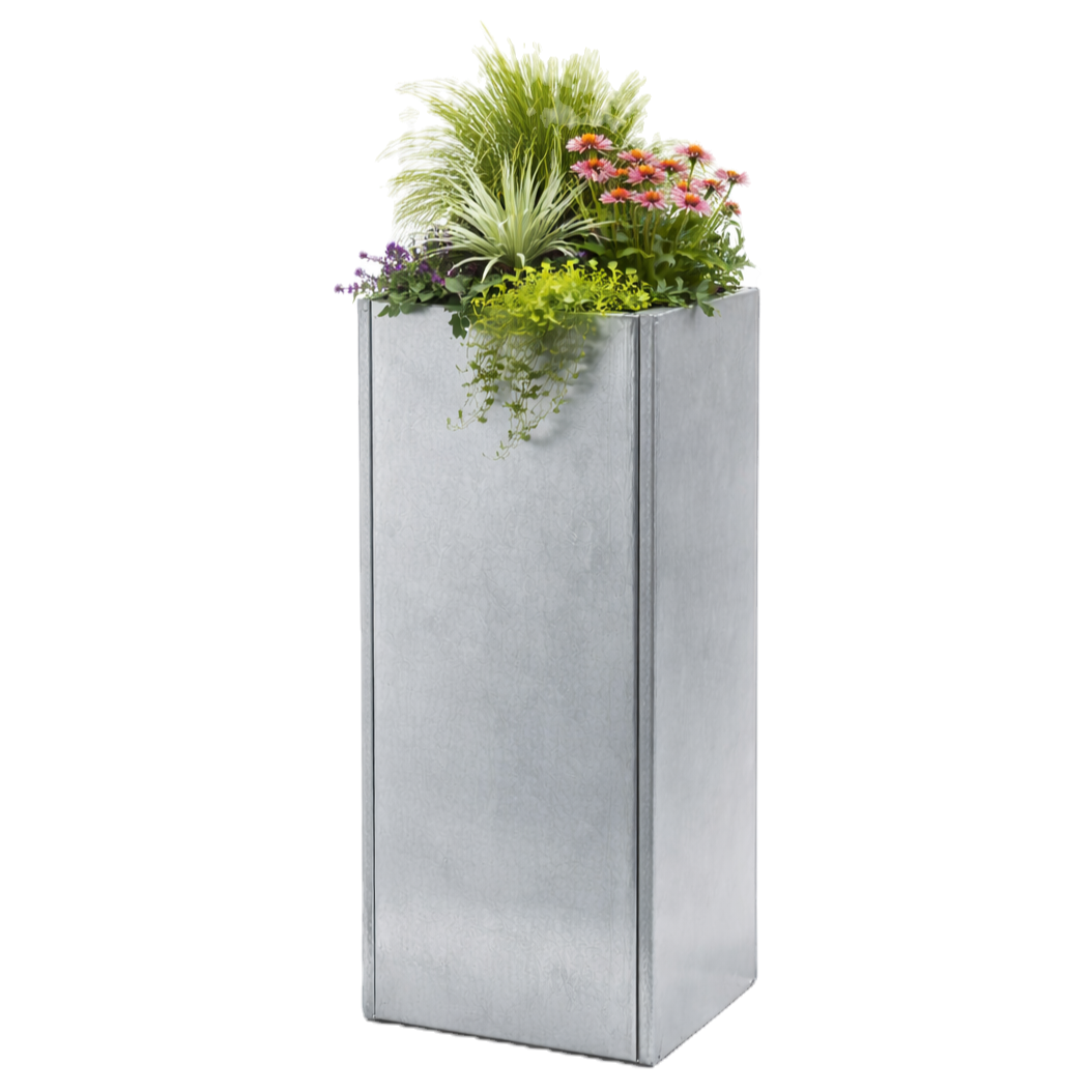 Galvanised Metal Planter 300 x 300 x 800 mm (photo)
