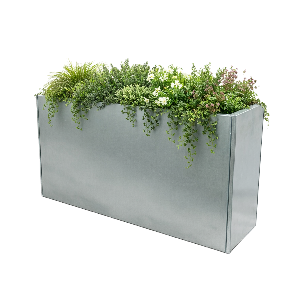 Galvanised Metal Planter 1400 x 300 x 500 mm (photo)
