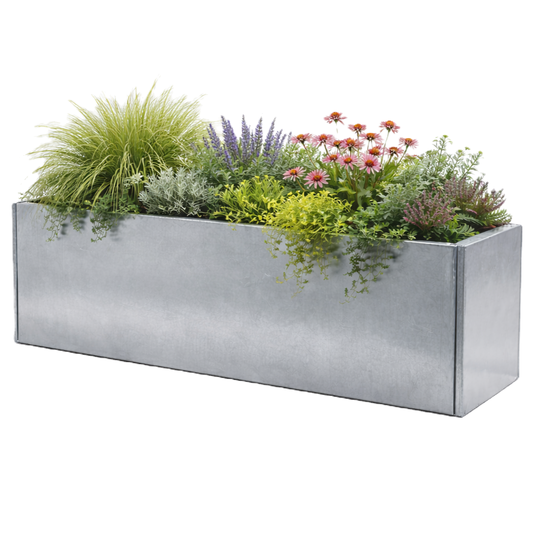Galvanised Metal Planter 1100 x 500 x 500 mm (photo)