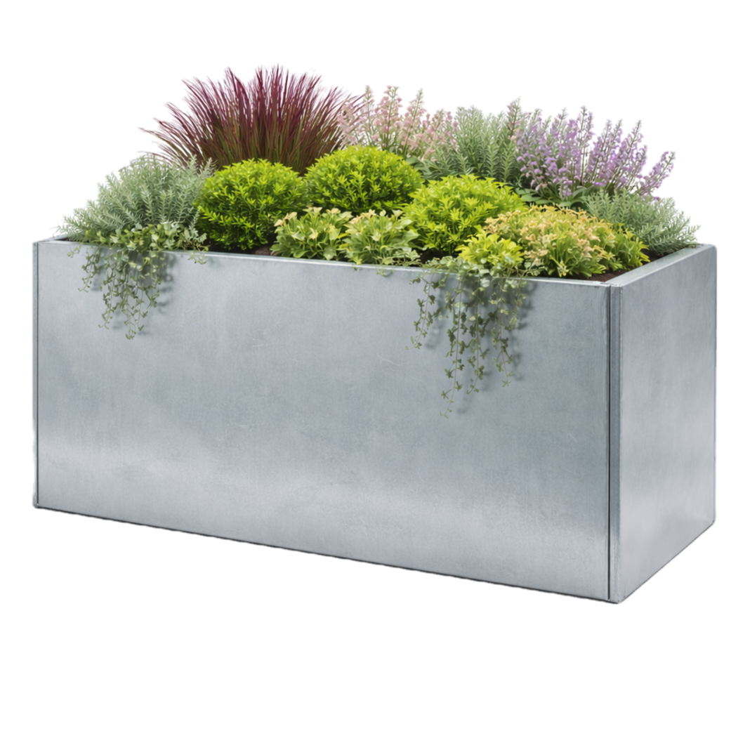 Galvanised Metal Planter 1400 x 700 x 700 mm (photo)