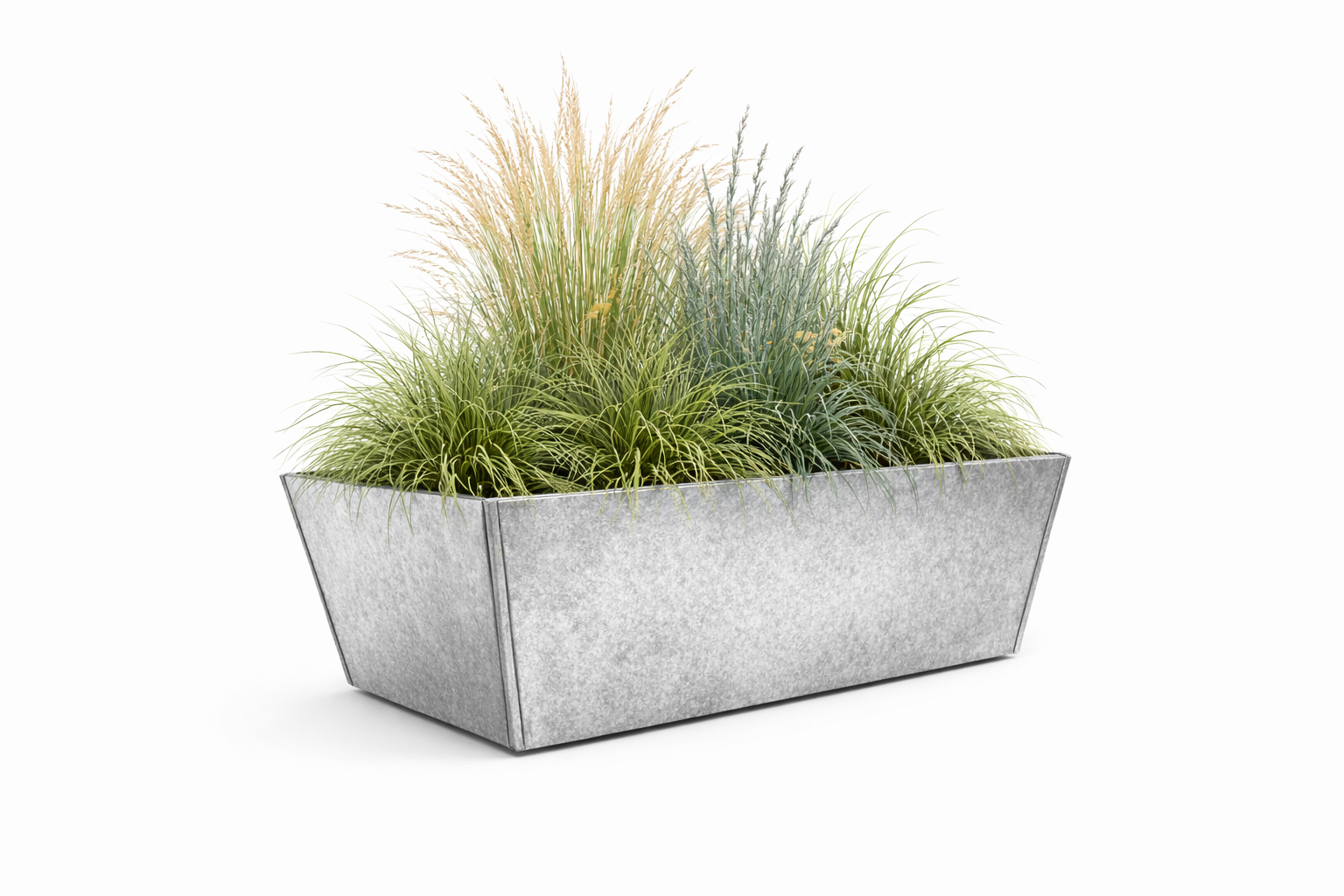 Low galvanised metal planter 500 x 500 x 500 mm