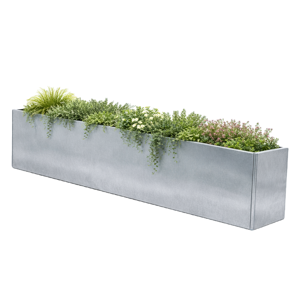 Galvanised Metal Planter 800 x 200 x 200 mm (photo)