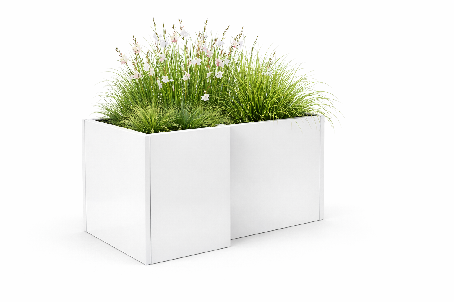 Powder-coated L-shape metal planter 800 x 1200 x 600 x 800 mm