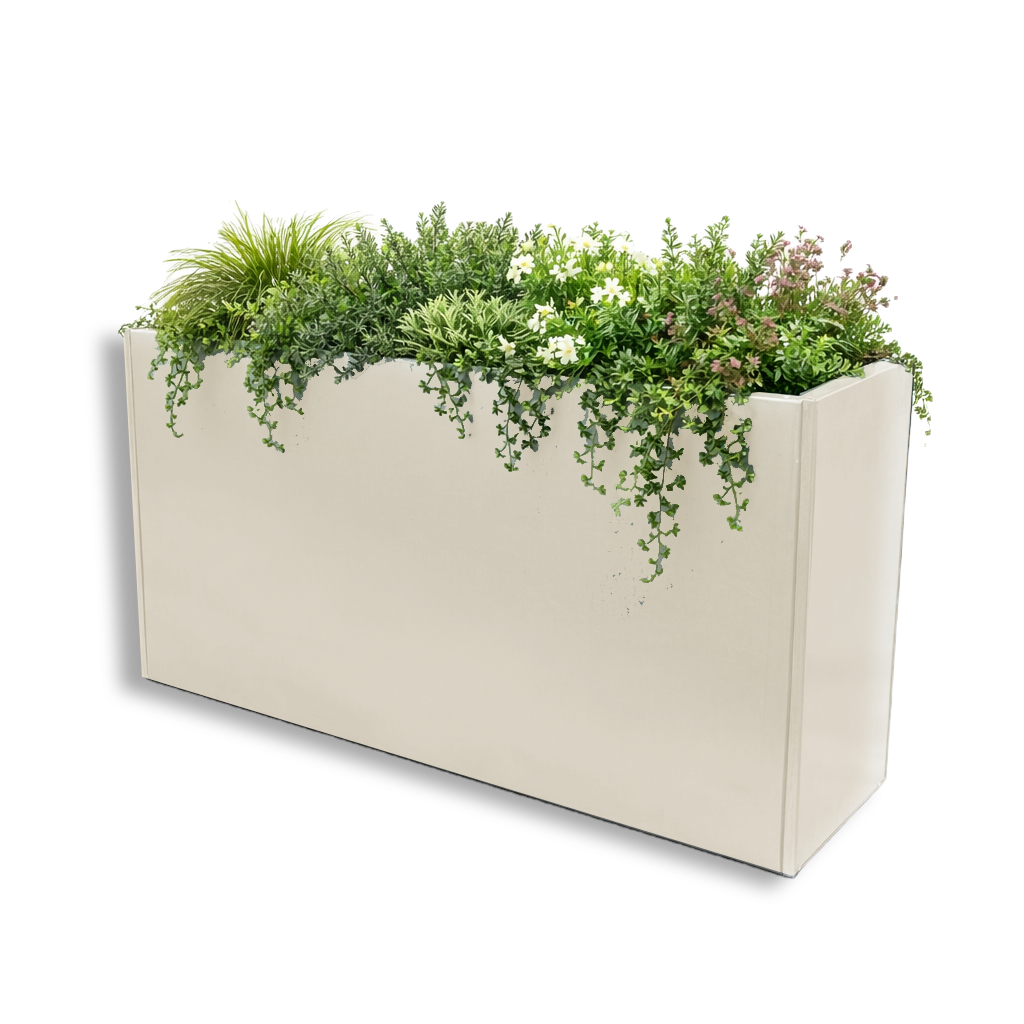 RAL 9001 Cream planters. A softer alternative to white, often chosen by designers for light, natural planting schemes.