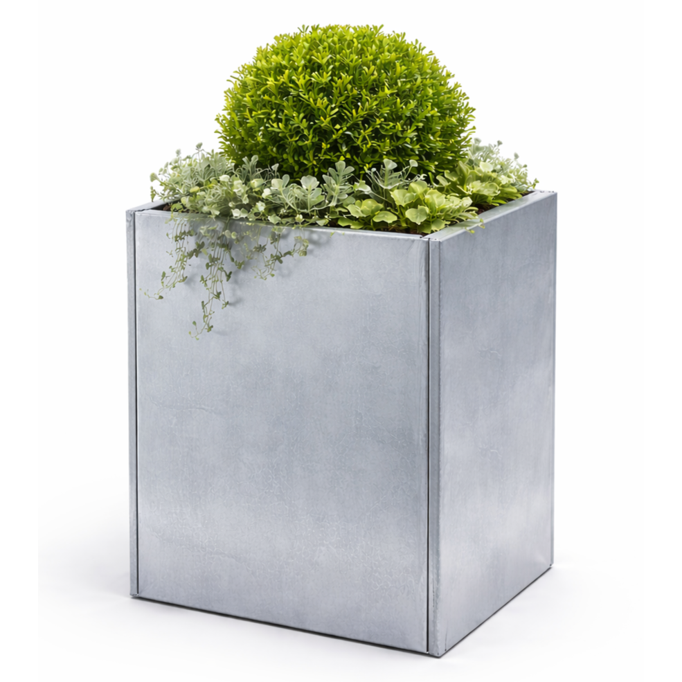 Galvanised Metal Planter 500 x 500 x 800 mm (photo)