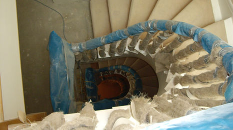 internal staircase covered in protective material
