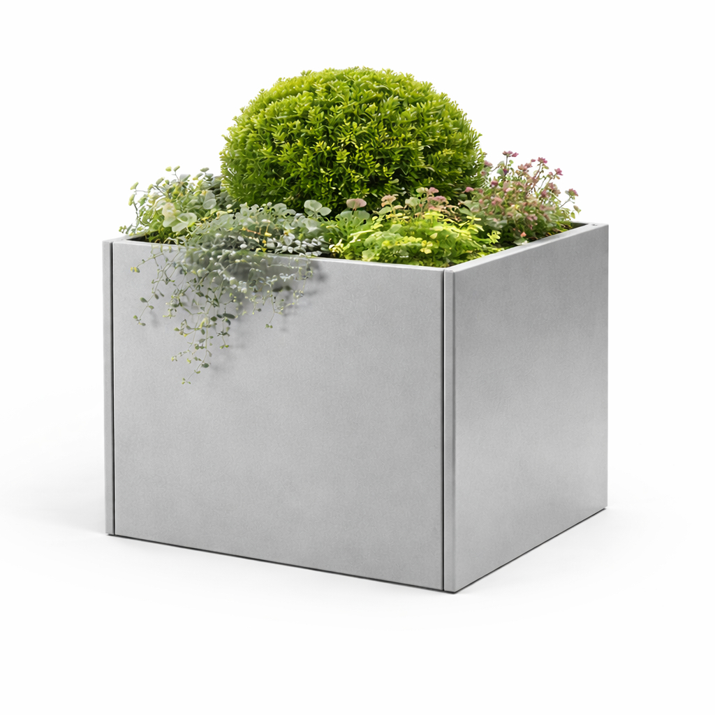 Powder-coated Metal Planter 500 x 500 x 500 mm