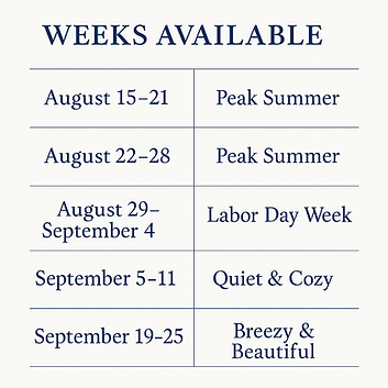 Available Rental Weeks in Normandy Beach