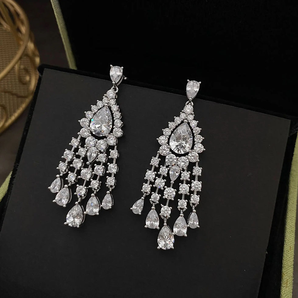 Miniatura: Aretes Mintaka de plata con imitacion de diamante