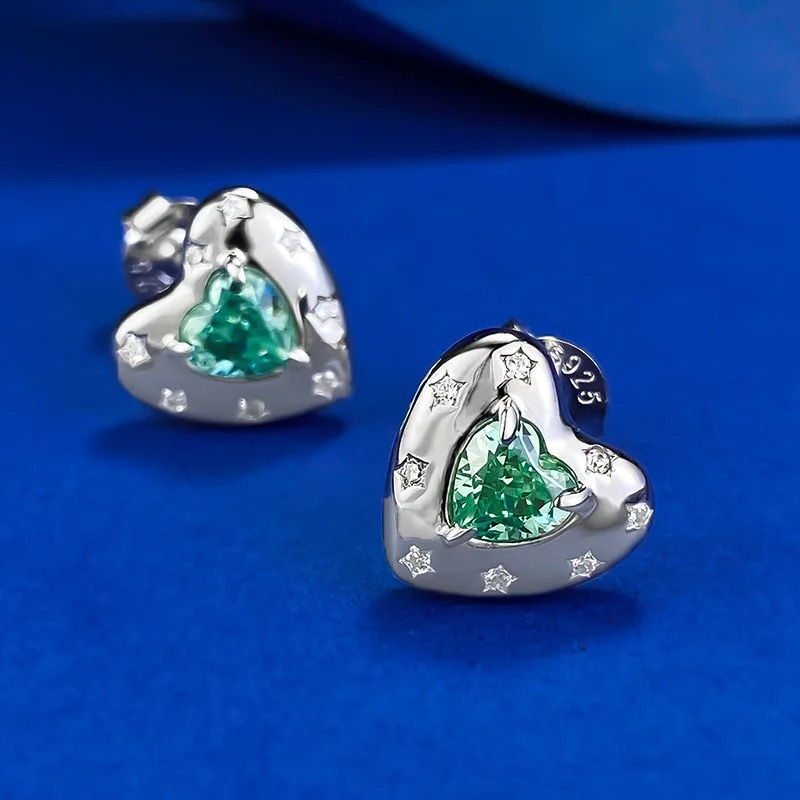 Miniatura: Aretes Lasen de plata con diamante verde