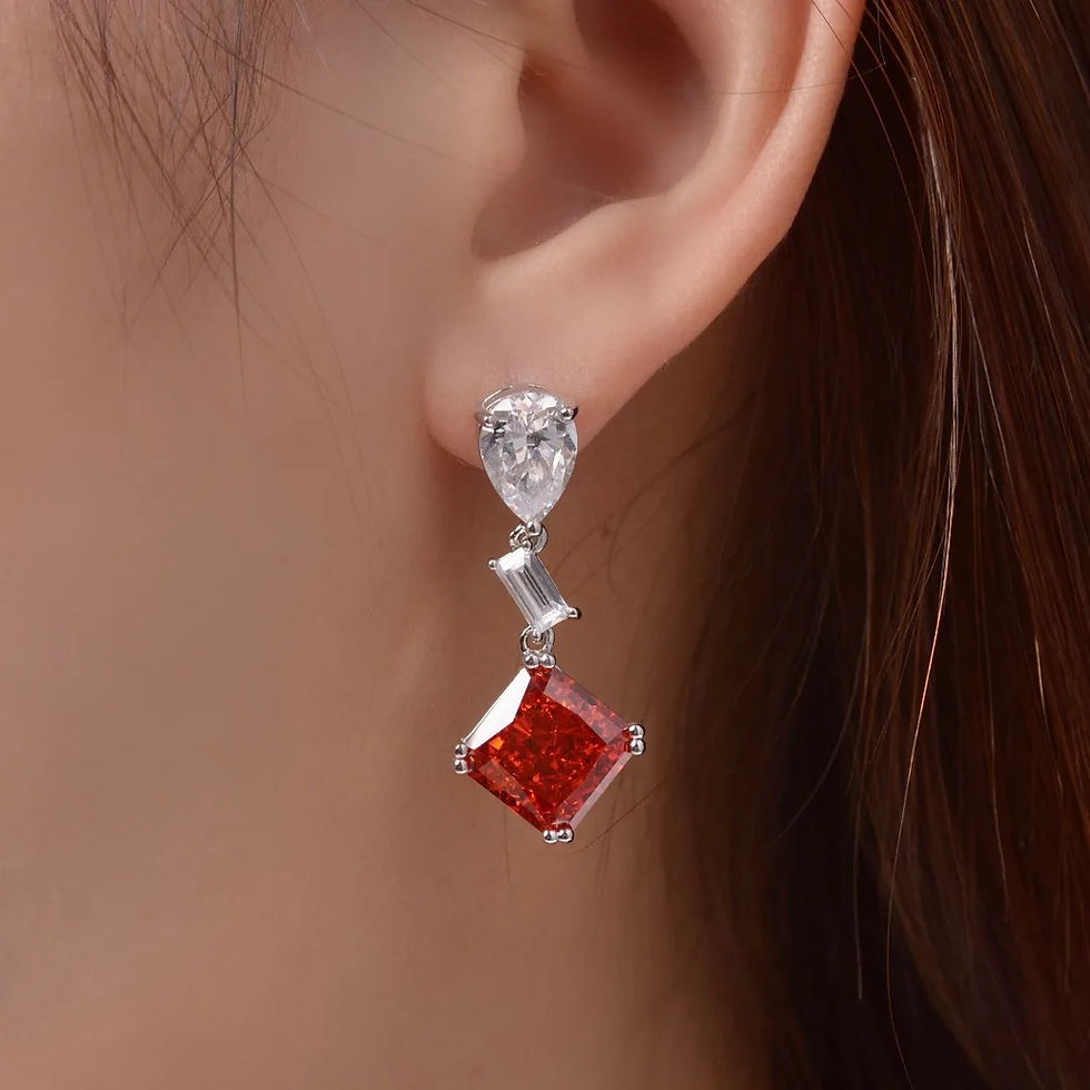 Miniatura: Aretes Hale imitacion de diamante rojo EN005JES*