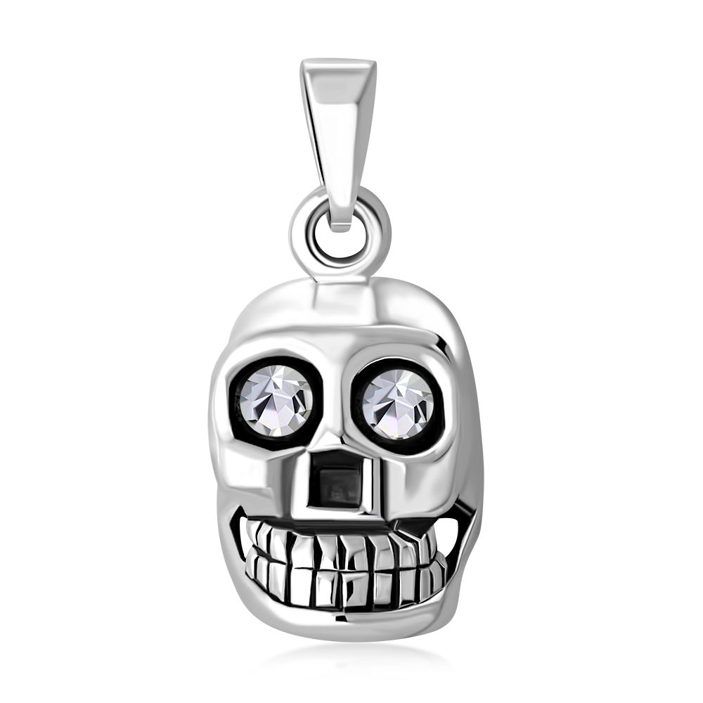 Clear CZ Skull Pendant- Sterling Silver 925 - New "Goddess Collection"