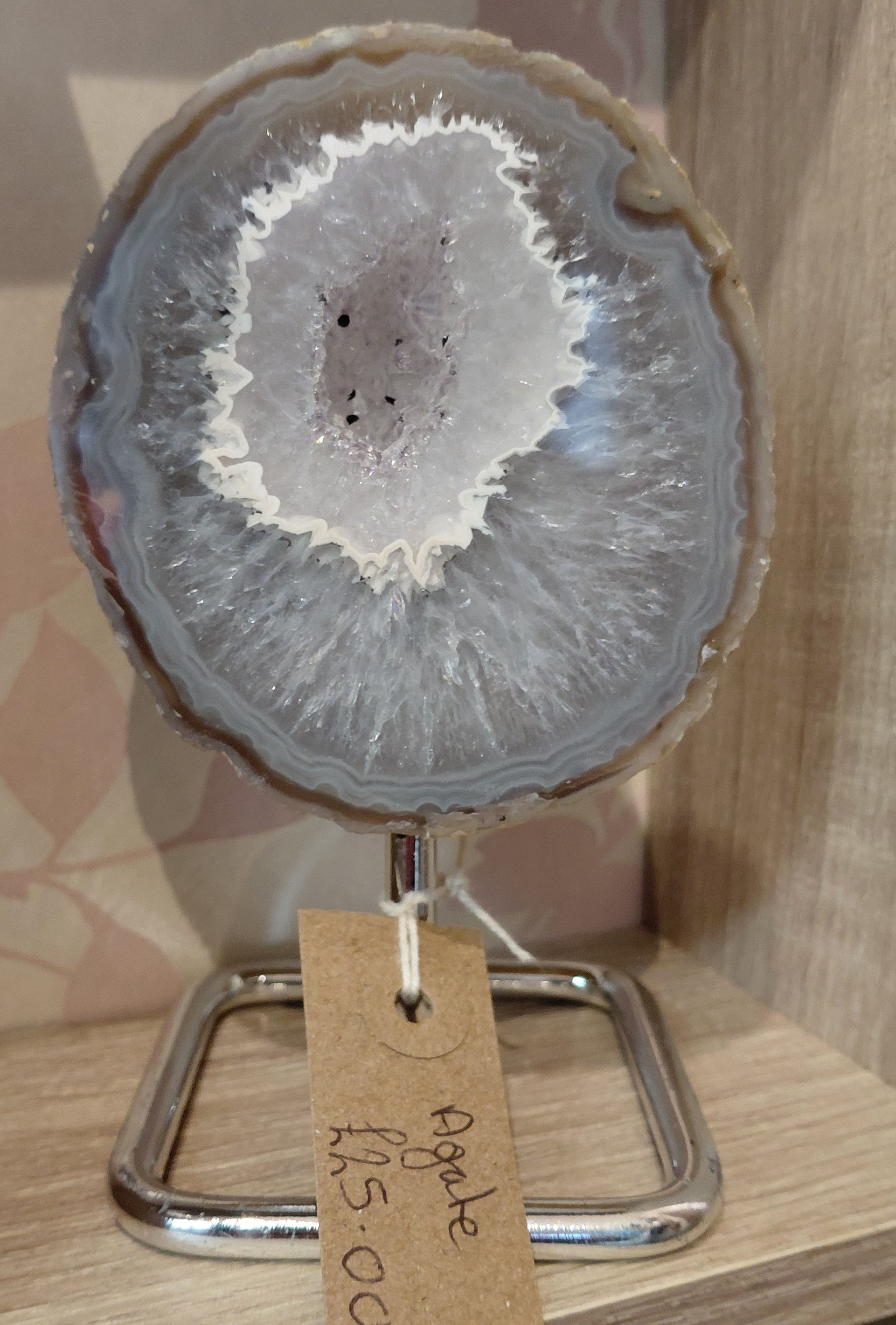 Agate Geode with Silver Stand
