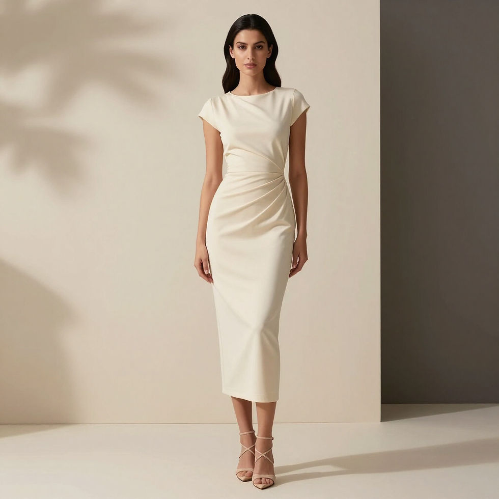 Woman wearing an elegant evening dress from LomeroStudio