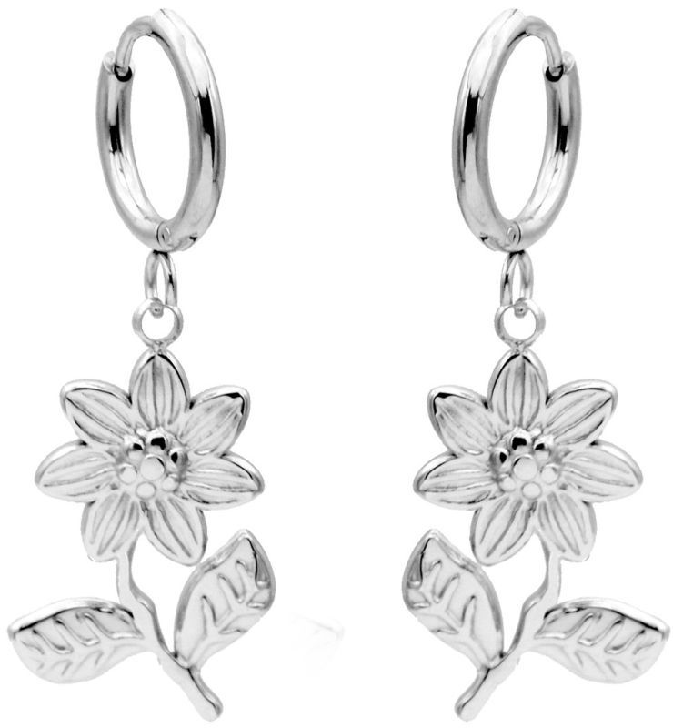 Steel Earrings Flowers Zilver