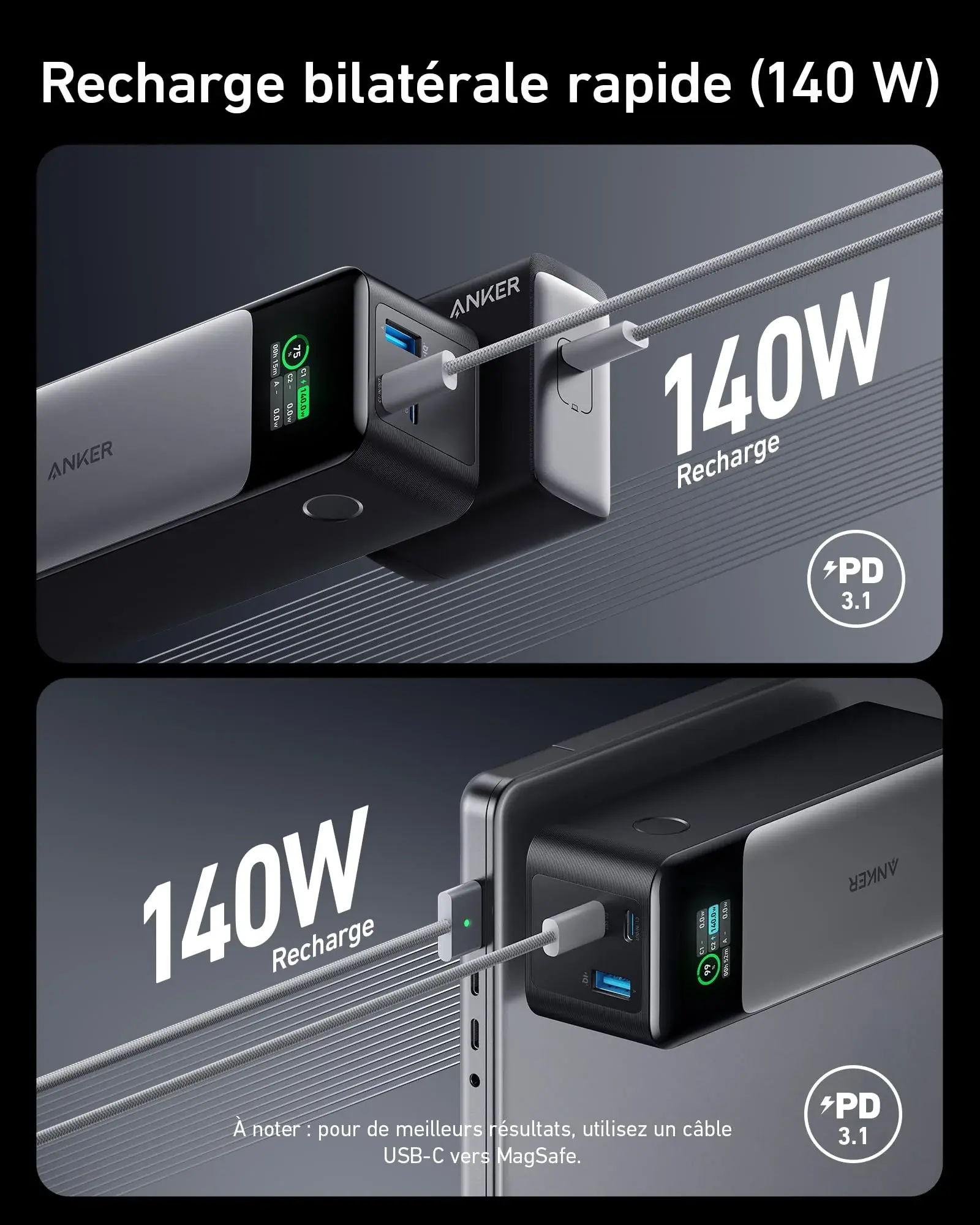 BATTERIE EXTERNE ANKER 737 (PowerCore 24K)