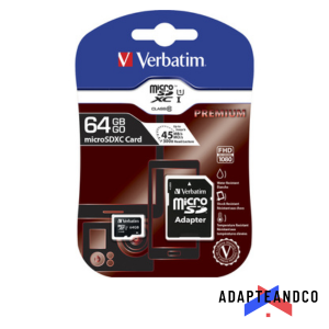 CARTE MEMOIRE SDHC VERBATIM CLASS 10 AVEC ADAPTATEUR ADAPTEANDCO