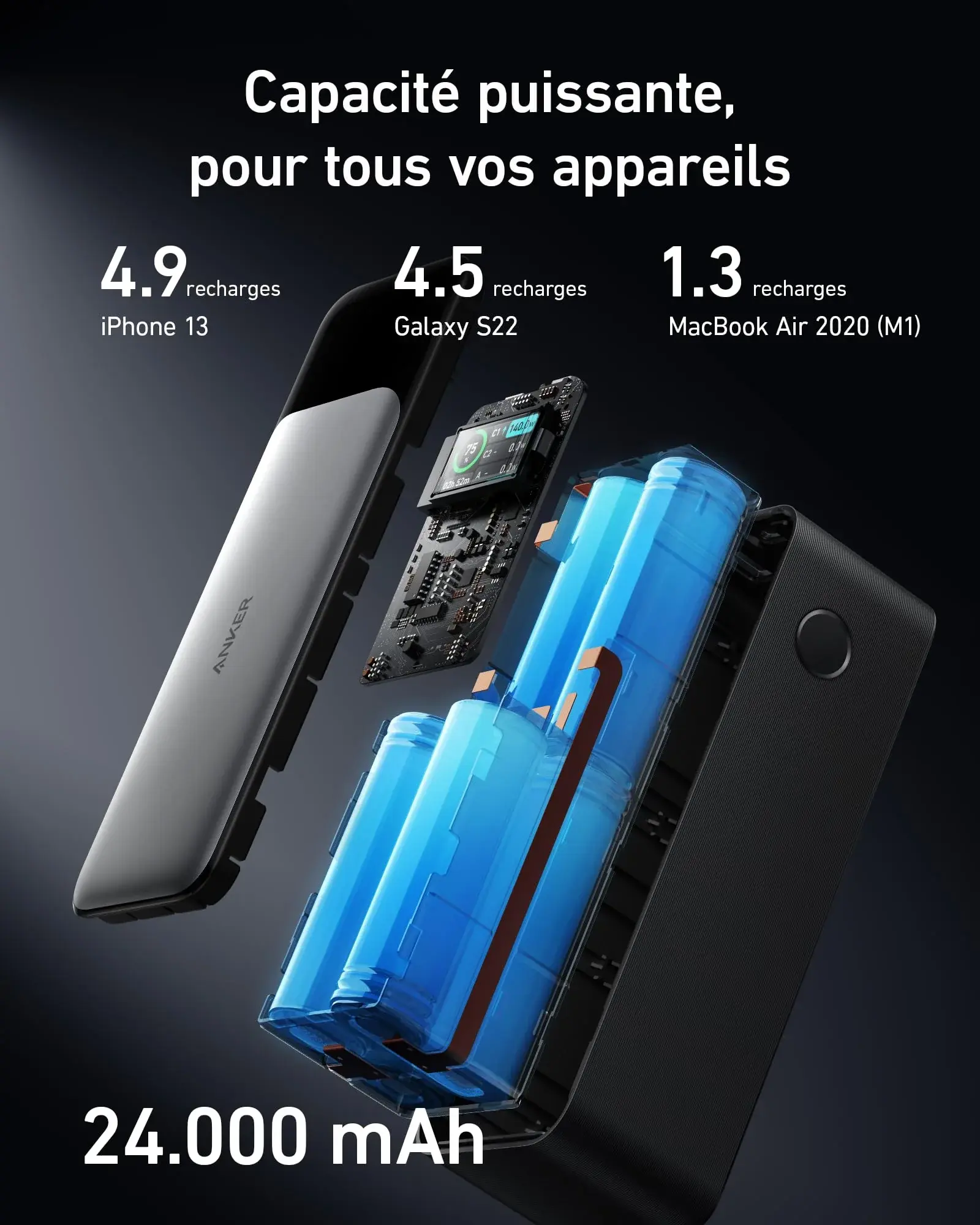 BATTERIE EXTERNE ANKER 737 (PowerCore 24K)