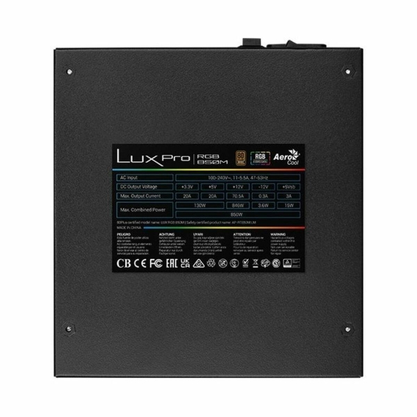 BLOC D'ALIMENTATION AEROCOOL LUX PRO RGB 850M