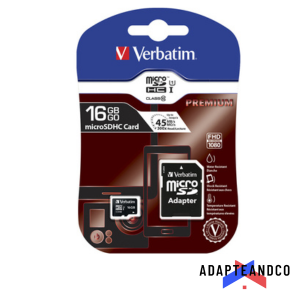 CARTE MEMOIRE SDHC VERBATIM CLASS 10 AVEC ADAPTATEUR ADAPTEANDCO