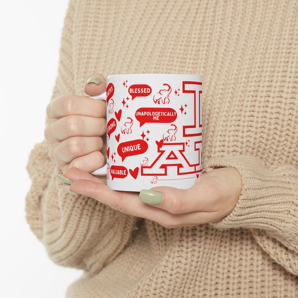 Thumbnail: 'I Am' Inspirational Red/White Ceramic Mug, (11oz, 15oz)