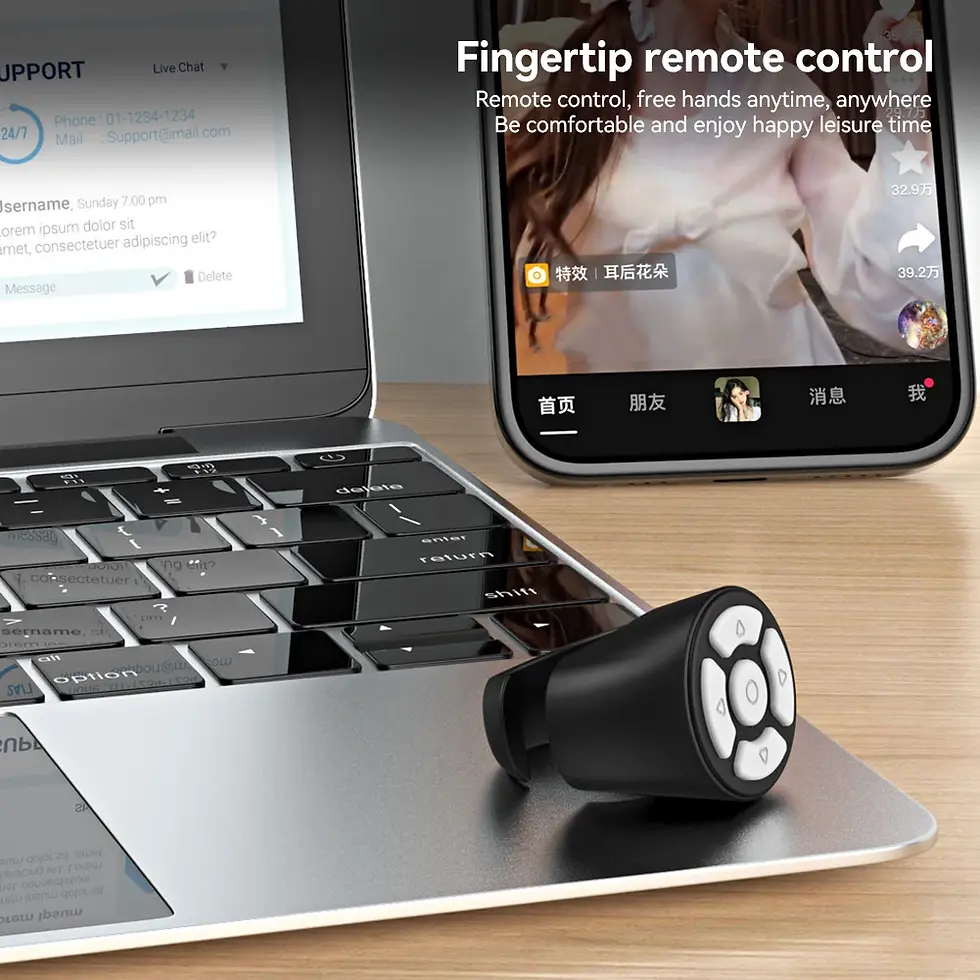 Thumbnail: Bluetooth Scrolling Ring Remote for Page Turning, Camera & Phone Control