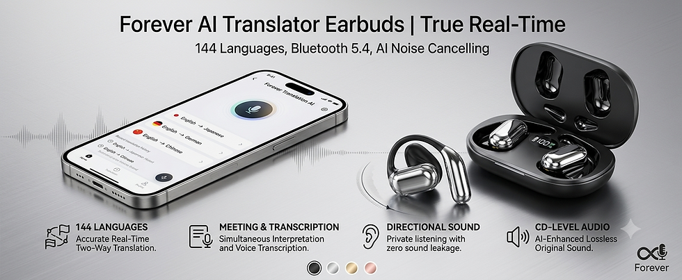 Thumbnail: AI Translator Earbuds with 144 Languages, Bluetooth 5.3 & Noise Cancelling