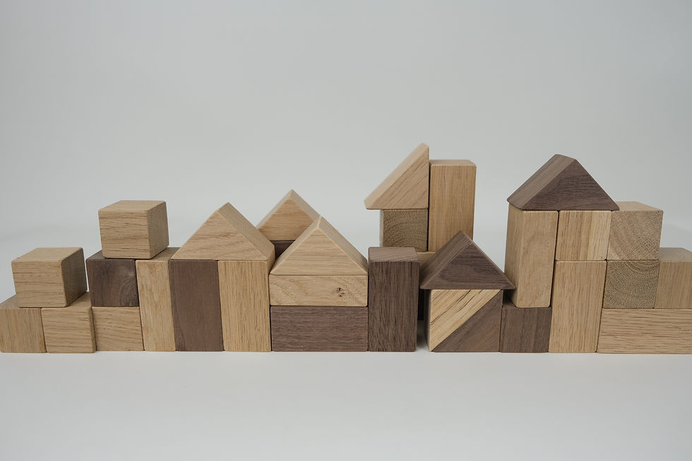 Miniatura: Blocchi da costruzione in legno di noce e quercia