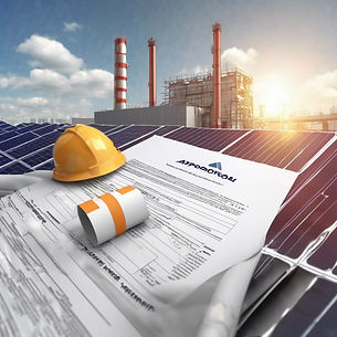 Approval document with rooftop solar on factory in the background.jpg