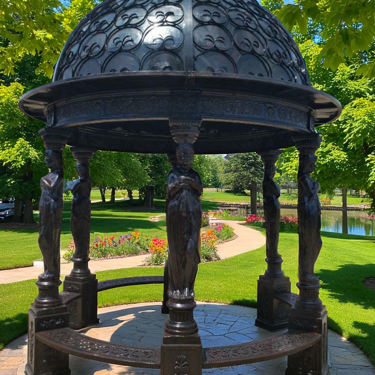 Six Sisters Cast Iron Gazebo with Dome