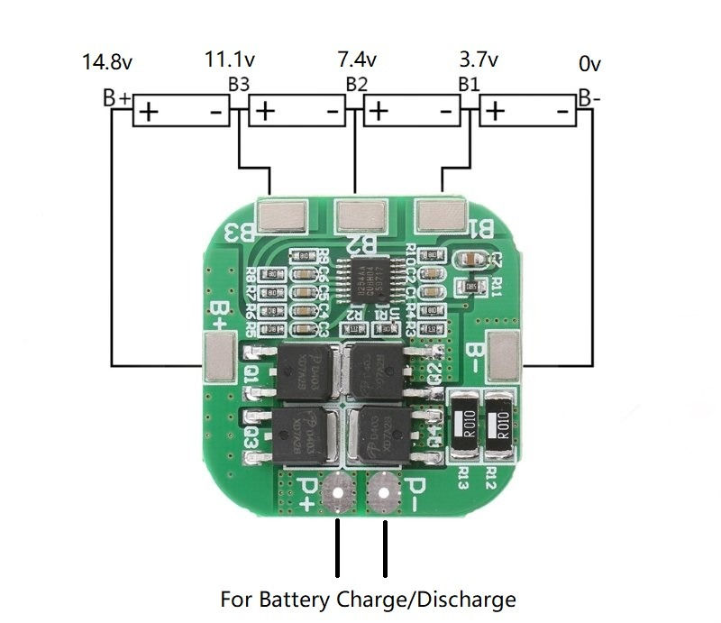 4s 20A BMS Connection, 14.8v Lithium Ion Battery