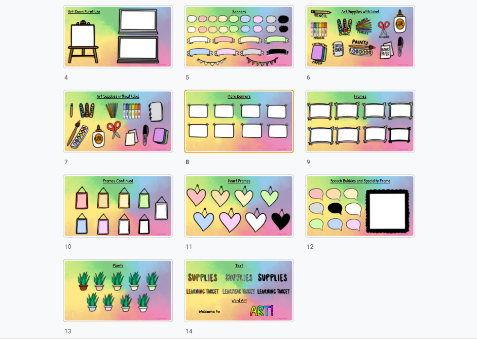Thumbnail: Bitmoji Art Room Clip Art for Google Slides - Pack 1