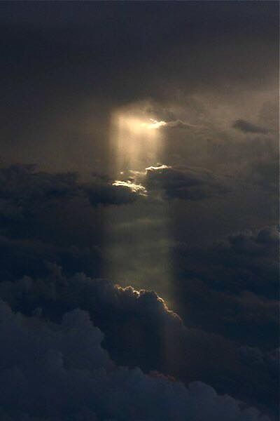 Light breaking through clouds
