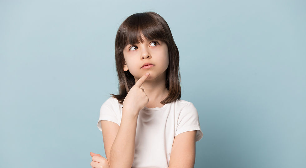 young girl pondering or thinking pose