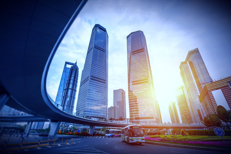 tall buildings with street below