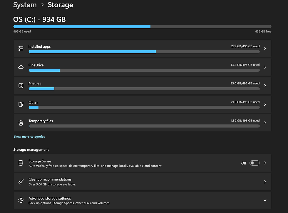 Windows Storage Help