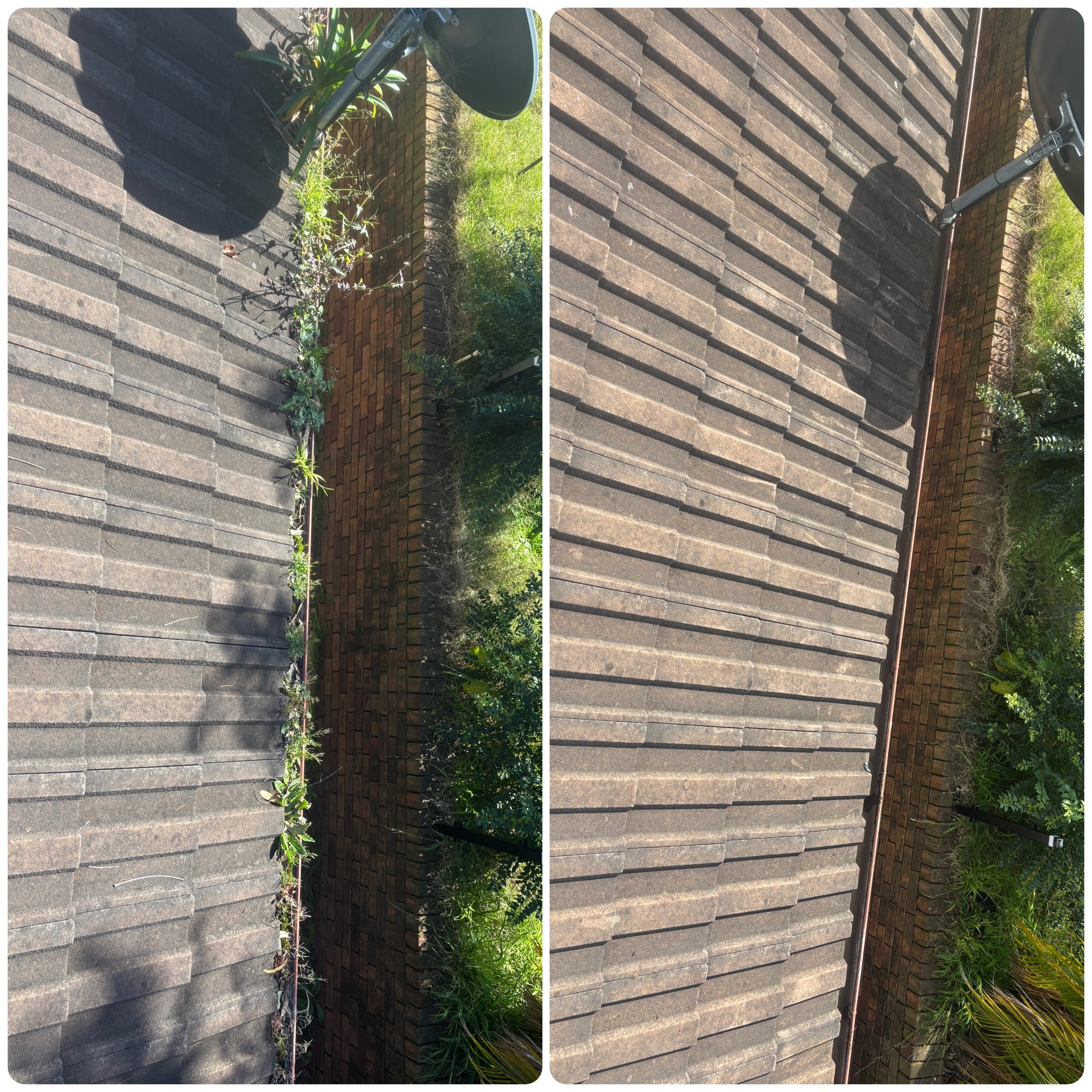 Blocked gutter before cleaning