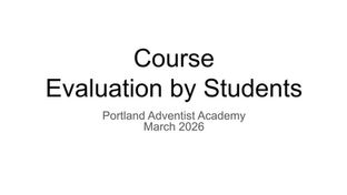 Annual Course Evaluation Summary – Student Results