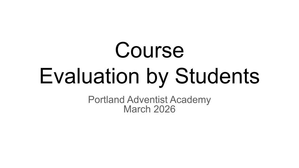 Annual Course Evaluation Summary – Student Results