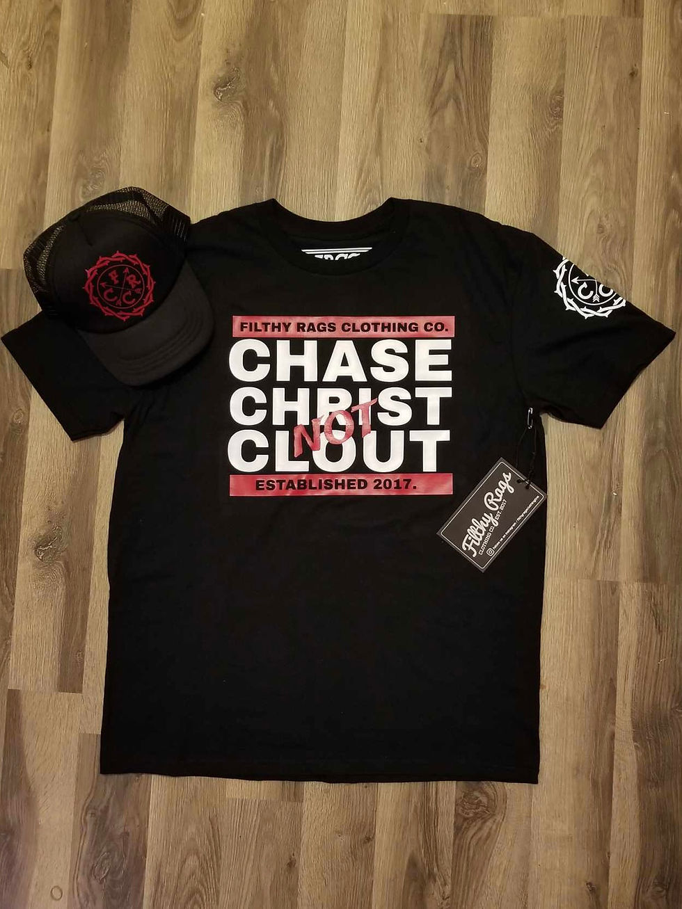 Chase Christ Not Clout Tshirt with Hat 