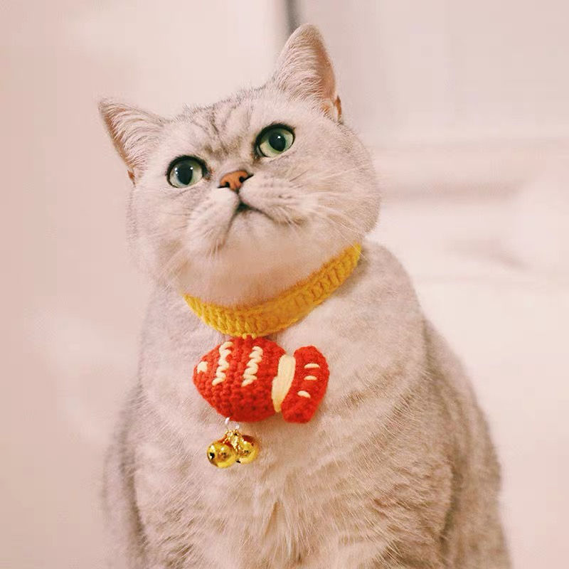 Thumbnail: Knitted Fish Collar with Bell