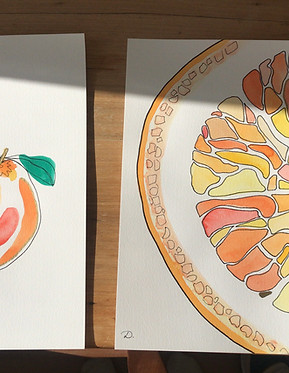 Aquarel keuken sinasappel