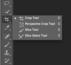 where to find the crop tool on Photshop