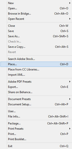 Place an image in to InDesign