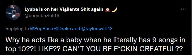 Drake shading Taylor Swift over Billboard Chart. 